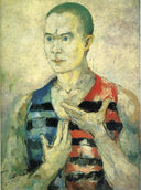 Portrait of a Youth by Kazimir Malevich — male oil painting wall art, Post Impressionism