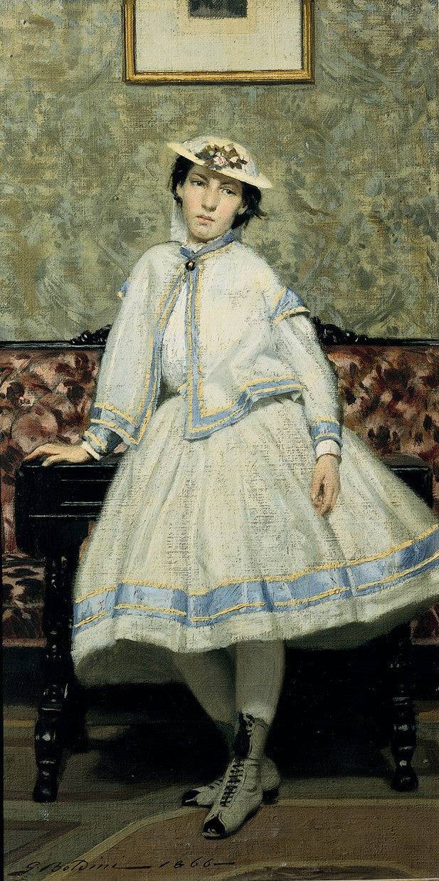Portrait of Alaide Banti in White Dress by Giovanni Boldini, hand-painted portrait oil painting reproduction on canvas