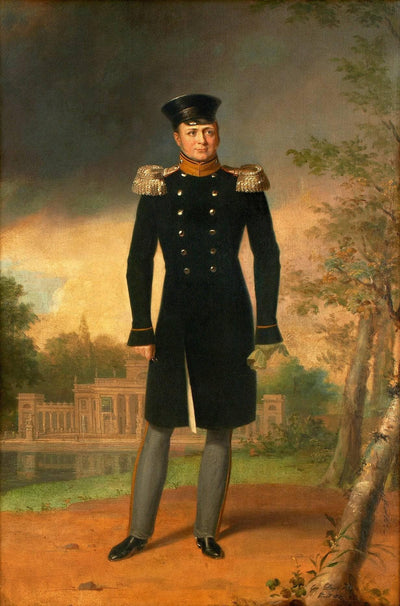 Portrait of Alexander I of Russia Against the Palace on the Water in Warsaw