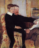 Portrait of Alexander J. Cassat and His Son Robert Kelso Cassatt by Mary Cassatt — male oil painting wall art, Impressionism