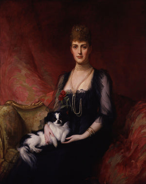 Portrait of Alexandra of Denmark. the Dog is Thought to Be a Japanese Chin Called Punch. - Luke Fildes