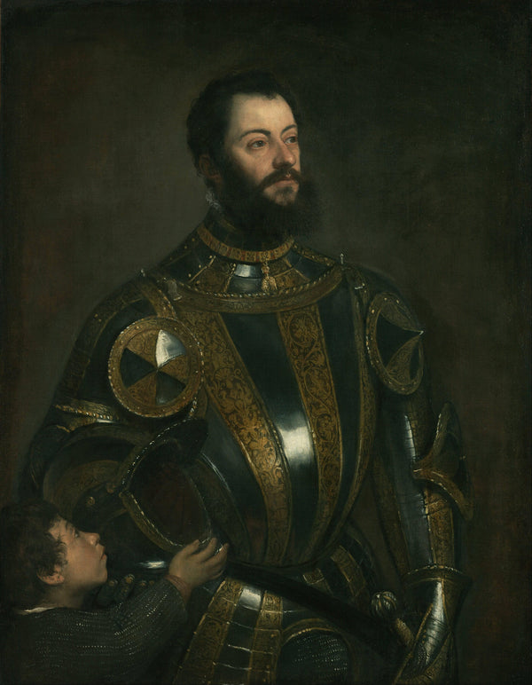 Portrait of Alfonso d`Avalos , in Armor with a Page