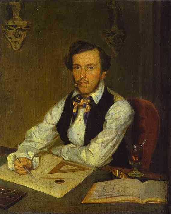 Portrait of an Architect by Pavel Fedotov — hand-painted portrait oil painting reproduction on canvas