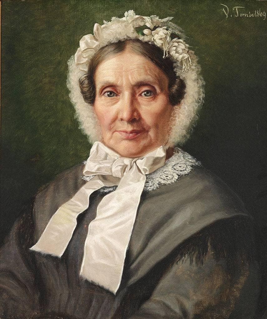 Portrait of an elderly woman with a bonnet by Wenzel Tornøe — hand-painted portrait oil painting reproduction on canvas