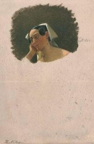 Portrait of an Italian woman (September 1840) by Theodor Leopold Weller — hand-painted portrait oil painting reproduction on canvas