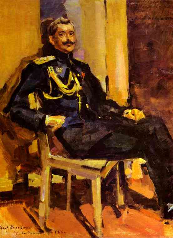 Portrait of an Officer by Konstantin Korovin — hand-painted portrait oil painting reproduction on canvas