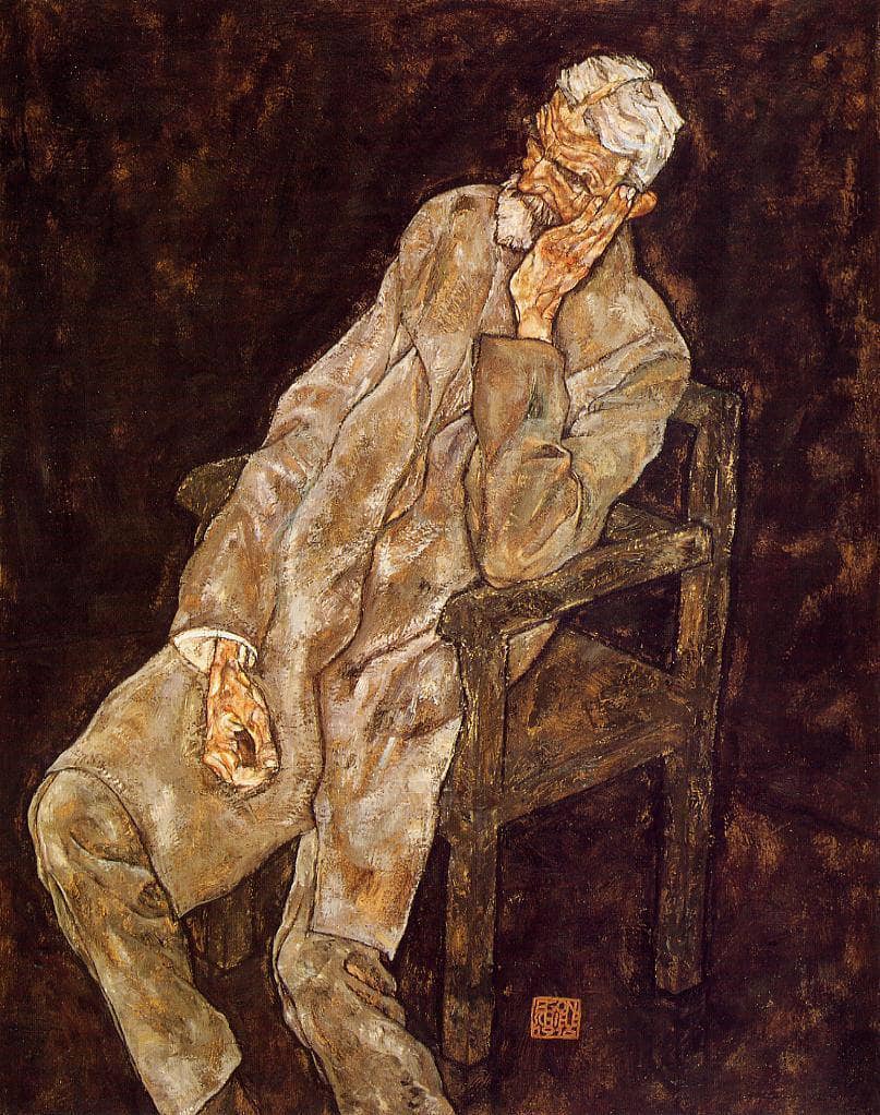 Portrait of an Old Man (Johann Harms) by Egon Schiele — hand-painted portrait oil painting reproduction on canvas