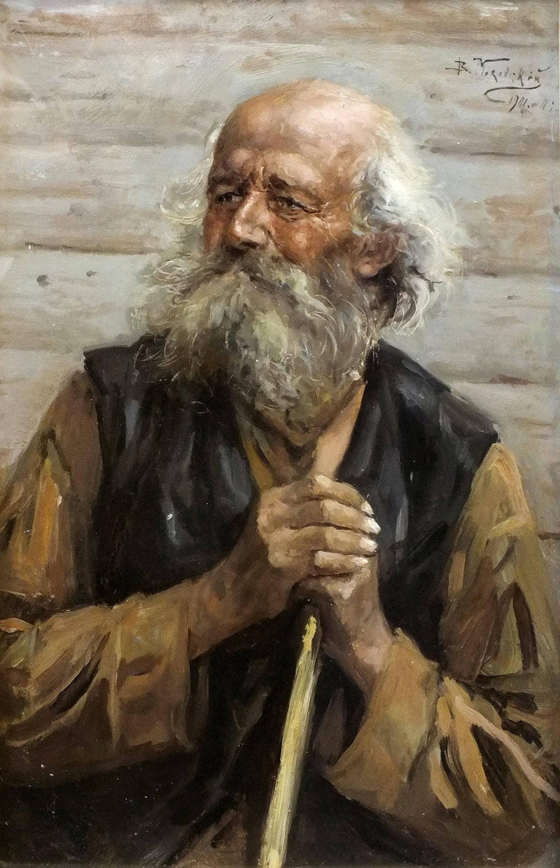Portrait of an old man on gallery wrap