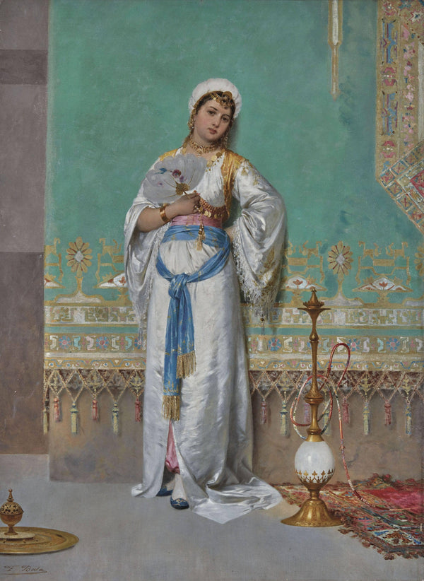 Portrait of an oriental woman with a fan
