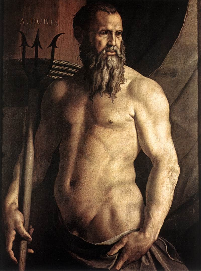 Portrait of Andrea Doria as Neptune by Agnolo Bronzino — hand-painted portrait oil painting reproduction on canvas