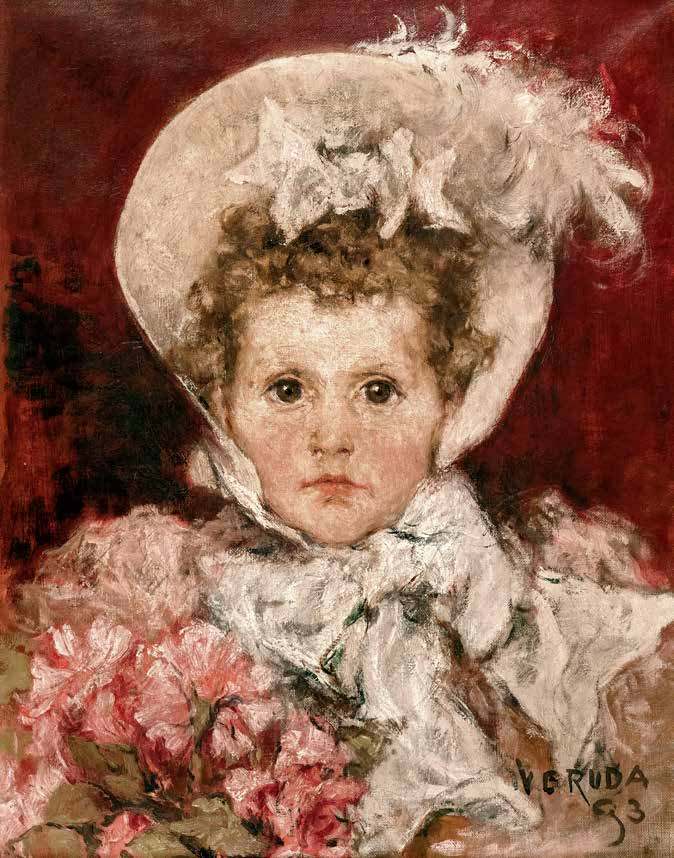 Portrait of Anita Roncaldier at the age of three by Umberto Veruda — hand-painted portrait oil painting reproduction on canvas