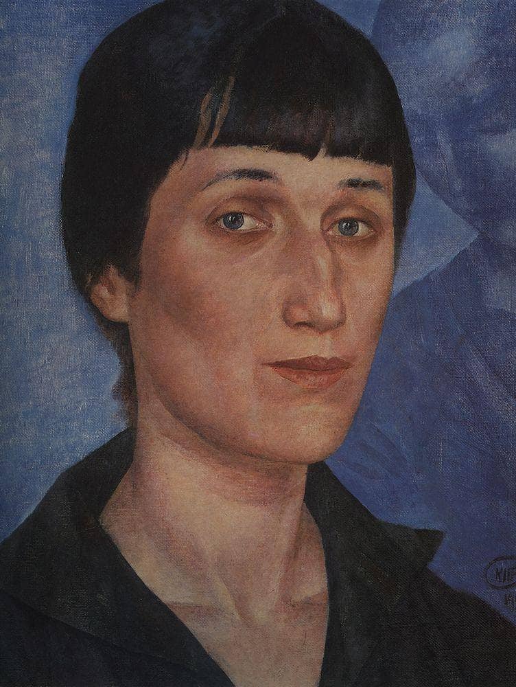 Portrait of Anna Akhmatova by Kuzma Petrov-Vodkin — hand-painted portrait oil painting reproduction on canvas