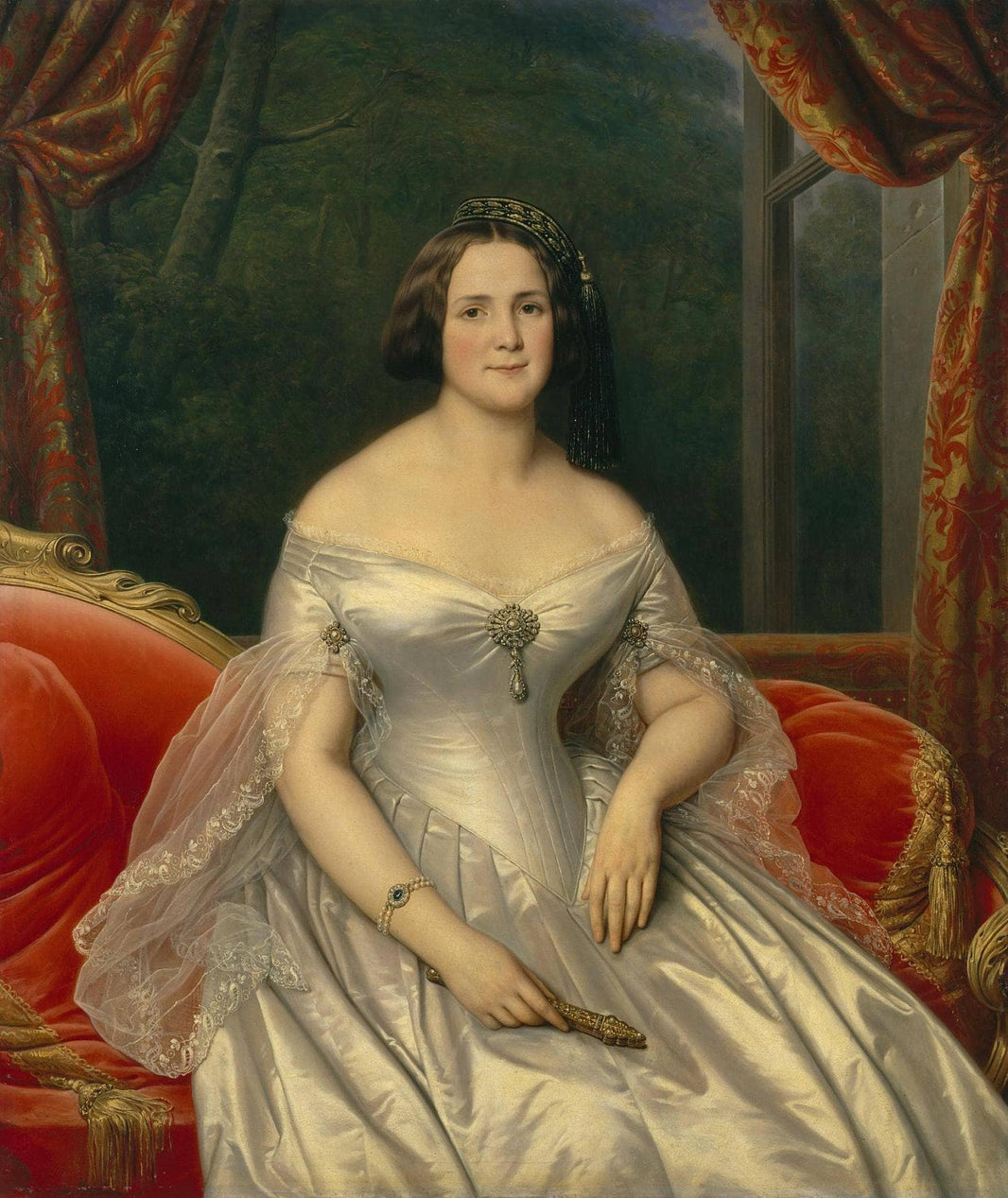 Portrait of Anna Benardaki by Charles de Steuben — hand-painted portrait oil painting reproduction on canvas