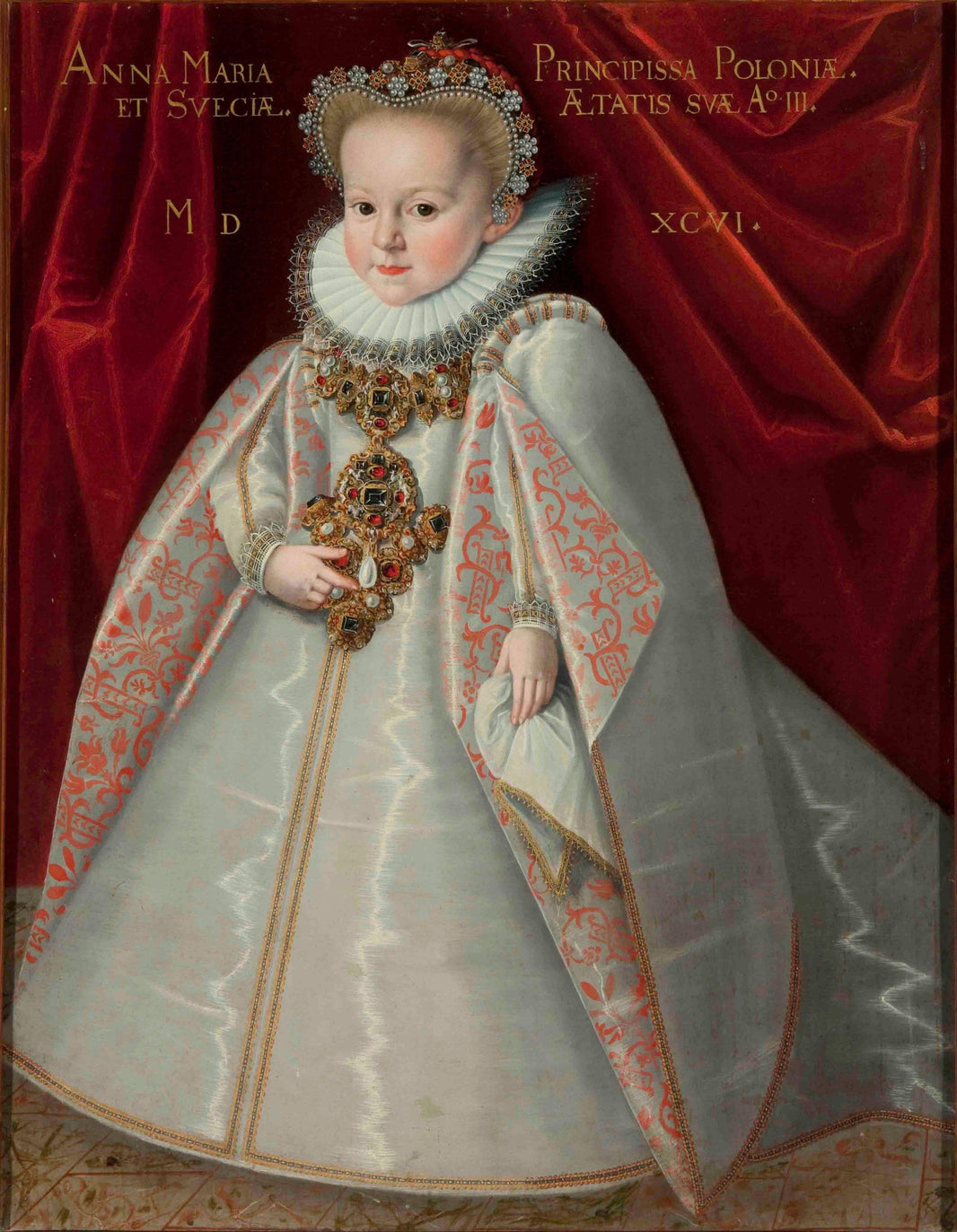 Portrait of Anna Maria Vasa, daughter of King Sigismund III of Poland by Martin Kober — hand-painted portrait oil painting reproduction on canvas