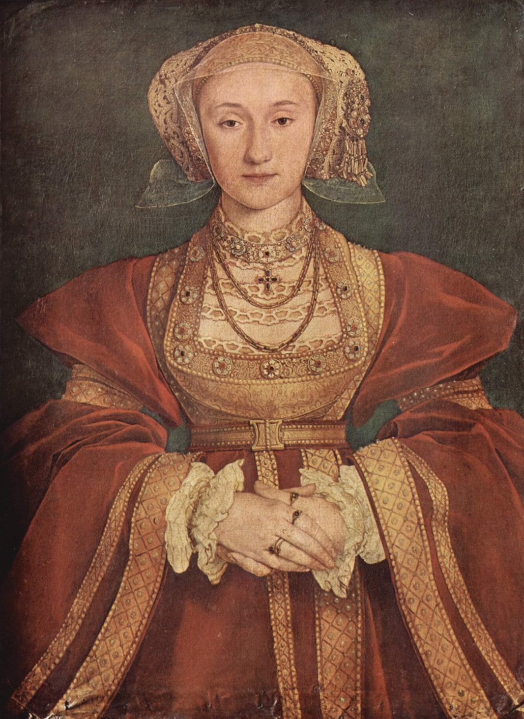 Portrait of Anne of Cleves by Hans Holbein the Younger — hand-painted portrait oil painting reproduction on canvas