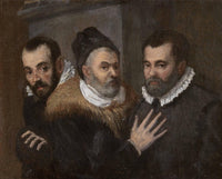 Portrait of Annibale, Ludovico and Agostino Carracci by Agostino Carracci — hand-painted portrait oil painting reproduction on canvas