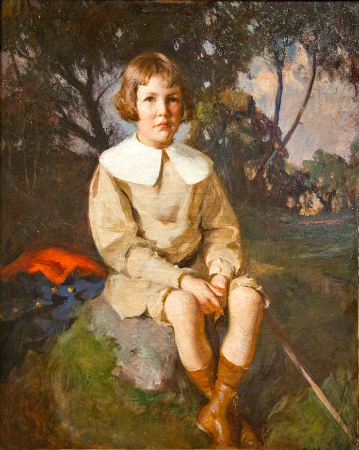 Atherton Loring Jr. Age 6 of Boston's Duxbury, Massachusetts by Frank W. Benson, hand-painted portrait oil painting reproduction on canvas