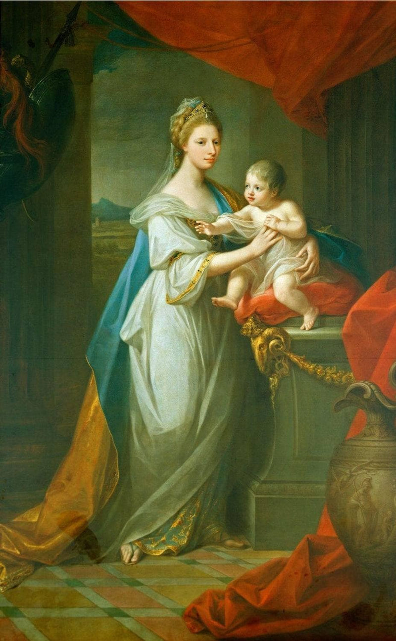 Portrait of Augusta of Hanover with her first born son Karl Georg of Brunswick on gallery wrap