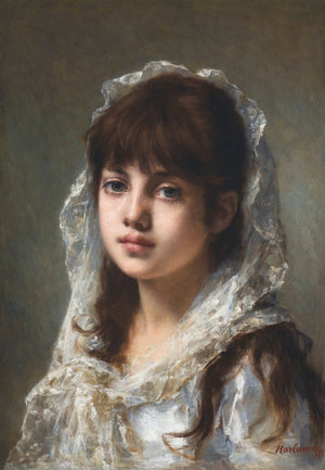 Portrait of ayoung girl wearing a white veil - Alexei Harlamoff