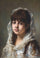 Portrait of ayoung girl wearing a white veil in modern living room