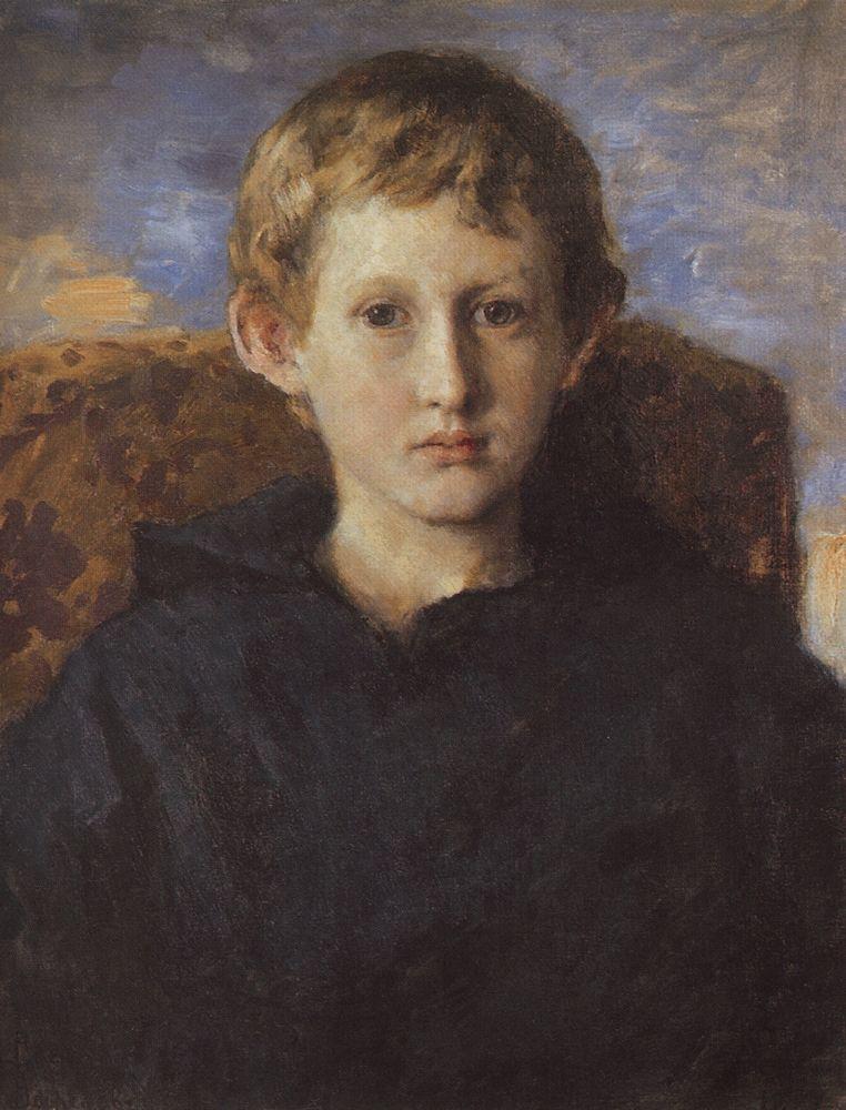 Portrait of Boris Vasnetsov, son of the artist by Viktor Vasnetsov — hand-painted portrait oil painting reproduction on canvas