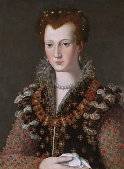 Portrait of Camilla Martelli, the Second Wife of Cosimo I De' Medici (Formerly Identified as Eleanor of Toledo, the First Wife) by Alessandro Allori — oil painting reproduction
