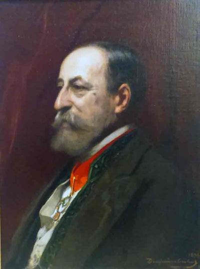 Portrait of Camille Saint-Saëns in apartment