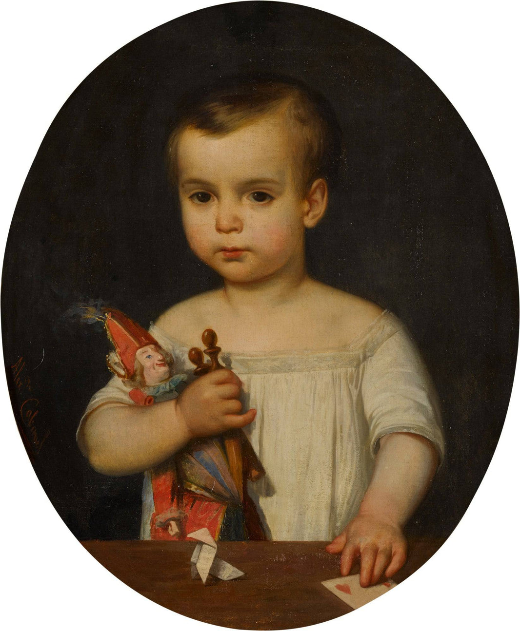 Portrait of child with toys by Alexandre Cabanel — hand-painted portrait oil painting reproduction on canvas