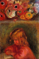 Portrait of Coco and Flowers by Pierre-Auguste Renoir — children oil painting wall art, Impressionism
