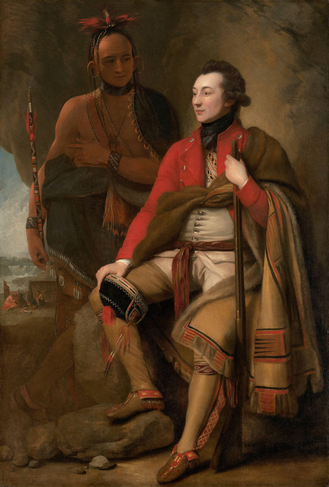 Portrait of Colonel Guy Johnson and Karonghyontye by Benjamin West — hand-painted cultural oil painting reproduction on canvas