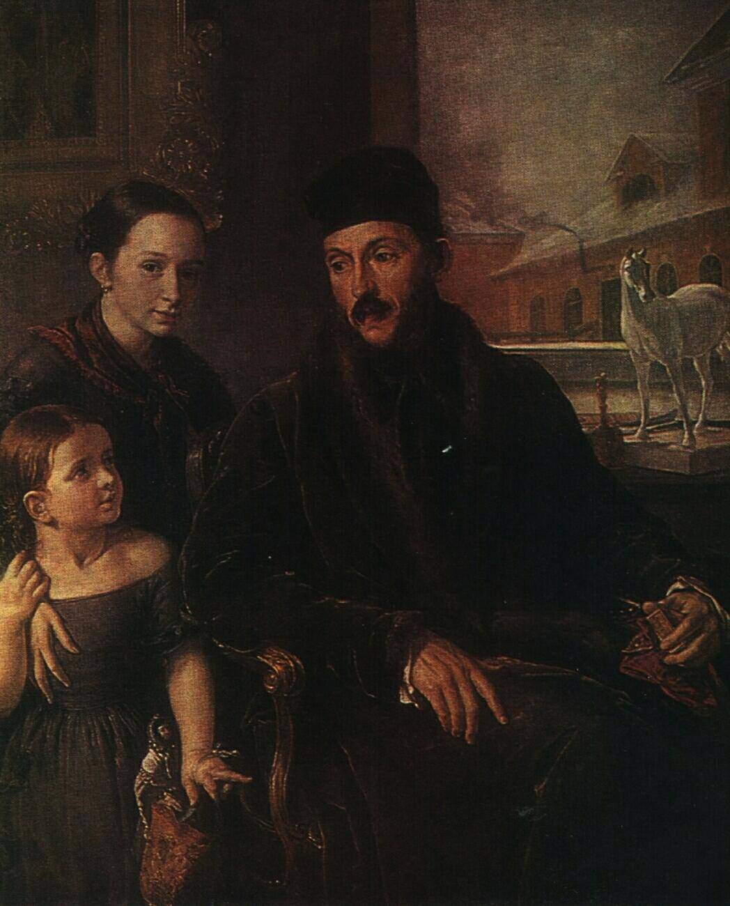 Portrait of D. P. Voyeikov with His Daughter and the Governess Miss Sorock - Vasily Tropinin