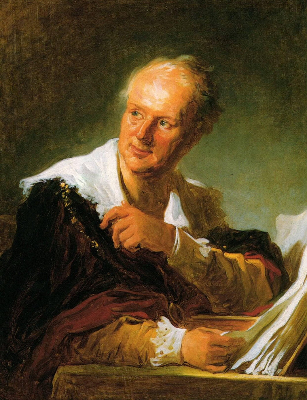 Portrait of Denis Diderot by Jean-Honore Fragonard — hand-painted portrait oil painting reproduction on canvas