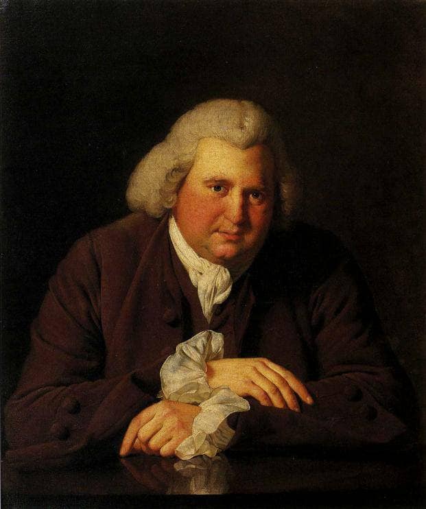 Portrait of Dr Erasmus Darwin (1731-1802) scientist, inventor and poet, grandfather of Charles Darwin by Joseph Wright — hand-painted portrait oil painting reproduction on canvas