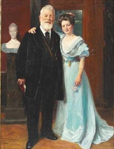 Portrait of Dr. Phil. Brewer Carl Jacobsen with his youngest daughter by Peder Severin Kroyer — hand-painted portrait oil painting reproduction on canvas