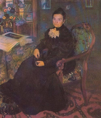 Portrait of E.Kustodieva, Artist's Mother in entryway