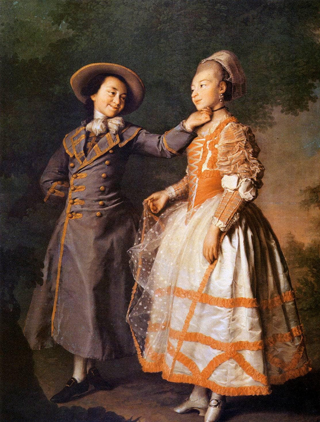Portrait of E. N. Khruschova and Princess E. N. Khovanskaya by Dmitry Levitzky — hand-painted portrait oil painting reproduction on canvas