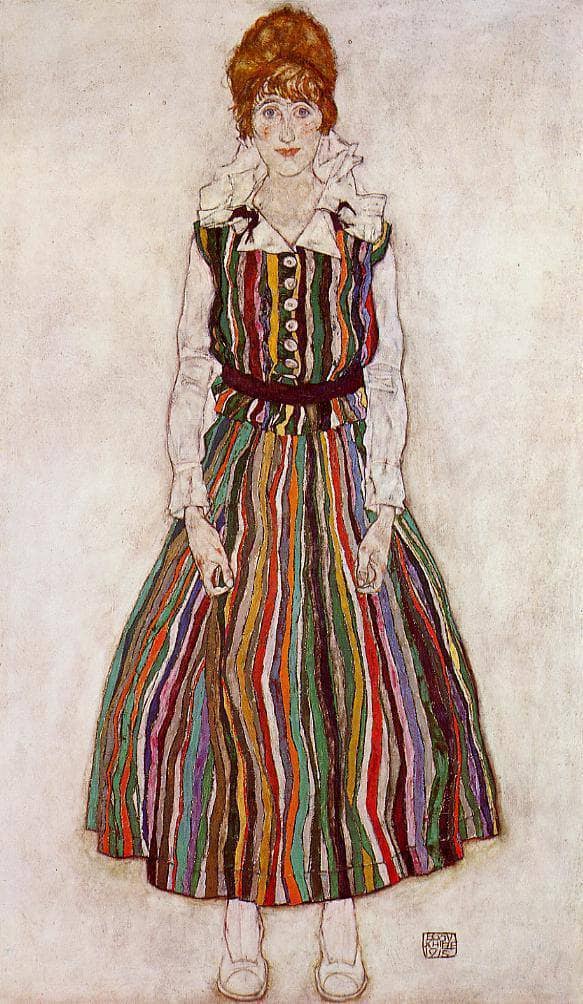 Portrait of Edith Schiele, the artist's wife by Egon Schiele — hand-painted portrait oil painting reproduction on canvas