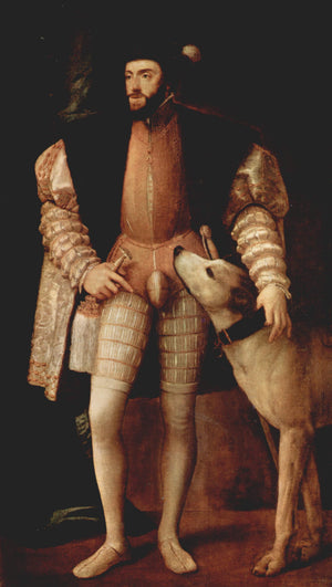 Portrait of Emperor Charles V with dog - Titian