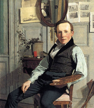 Portrait of Frederik Hansen Sødring in modern living room