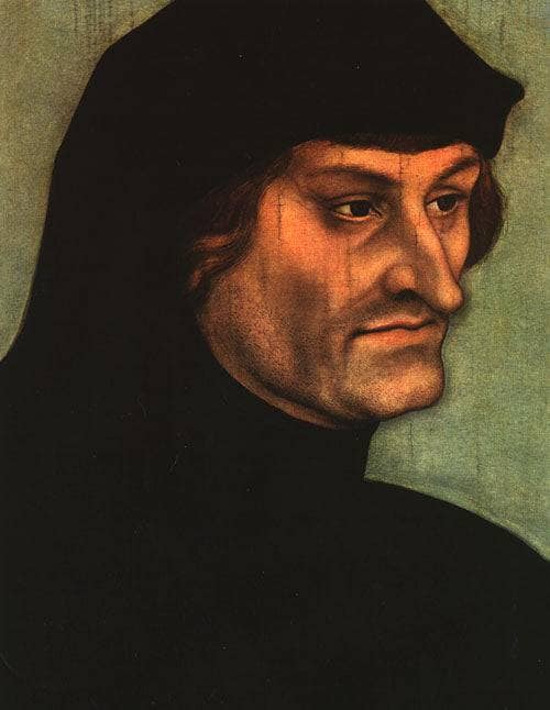 Portrait of Geiler von Kaiserberg by Lucas Cranach the Elder — hand-painted portrait oil painting reproduction on canvas