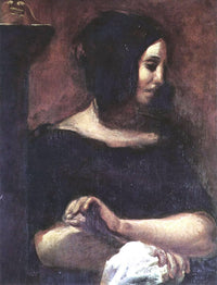 Portrait of George Sand by Eugene Delacroix — hand-painted portrait oil painting reproduction on canvas