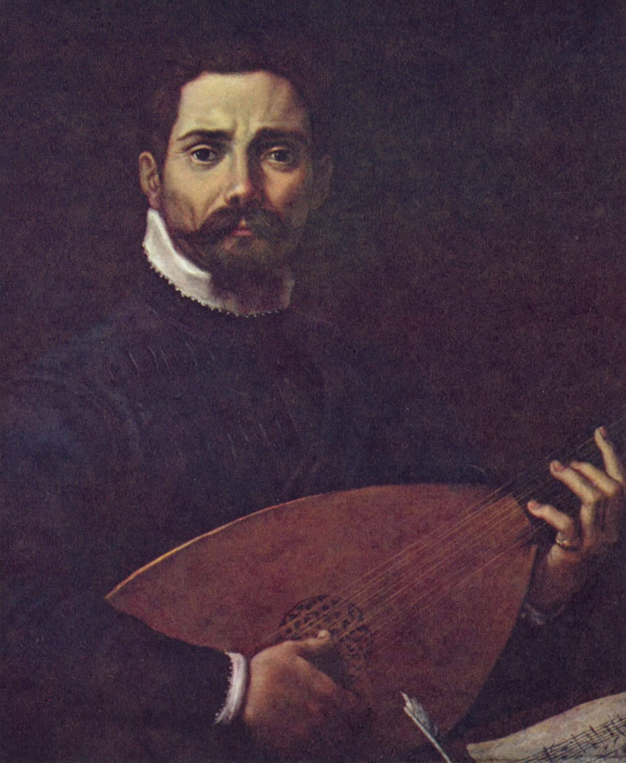 Portrait of Giovanni Gabrieli with the lute - Annibale Carracci