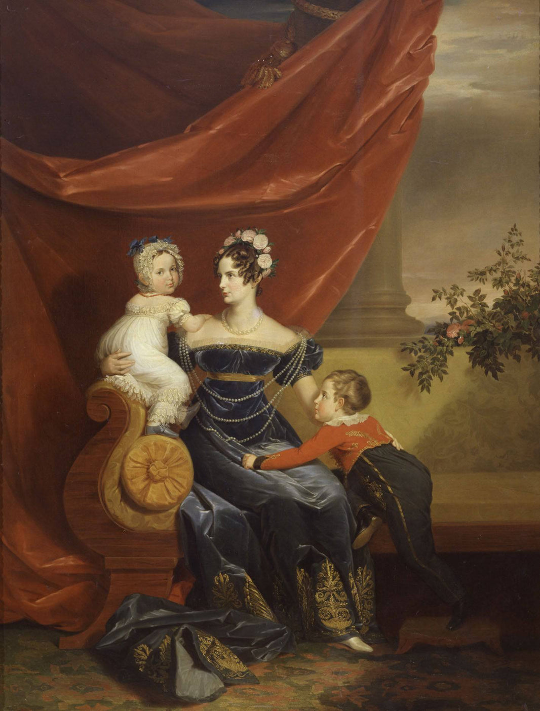 Portrait of Grand Duchess Alexandra Fedorovna with children by George Dawe, hand-painted portrait oil painting reproduction on canvas