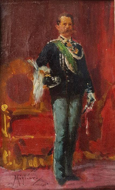 Portrait of H.M. King Umberto I of Savoy in study