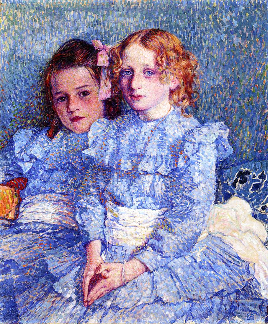 Portrait of Helene and Michette Guinotte by Theo van Rysselberghe — hand-painted portrait oil painting reproduction on canvas