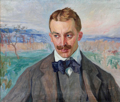 Portrait of Ivan Golubovsky in living room
