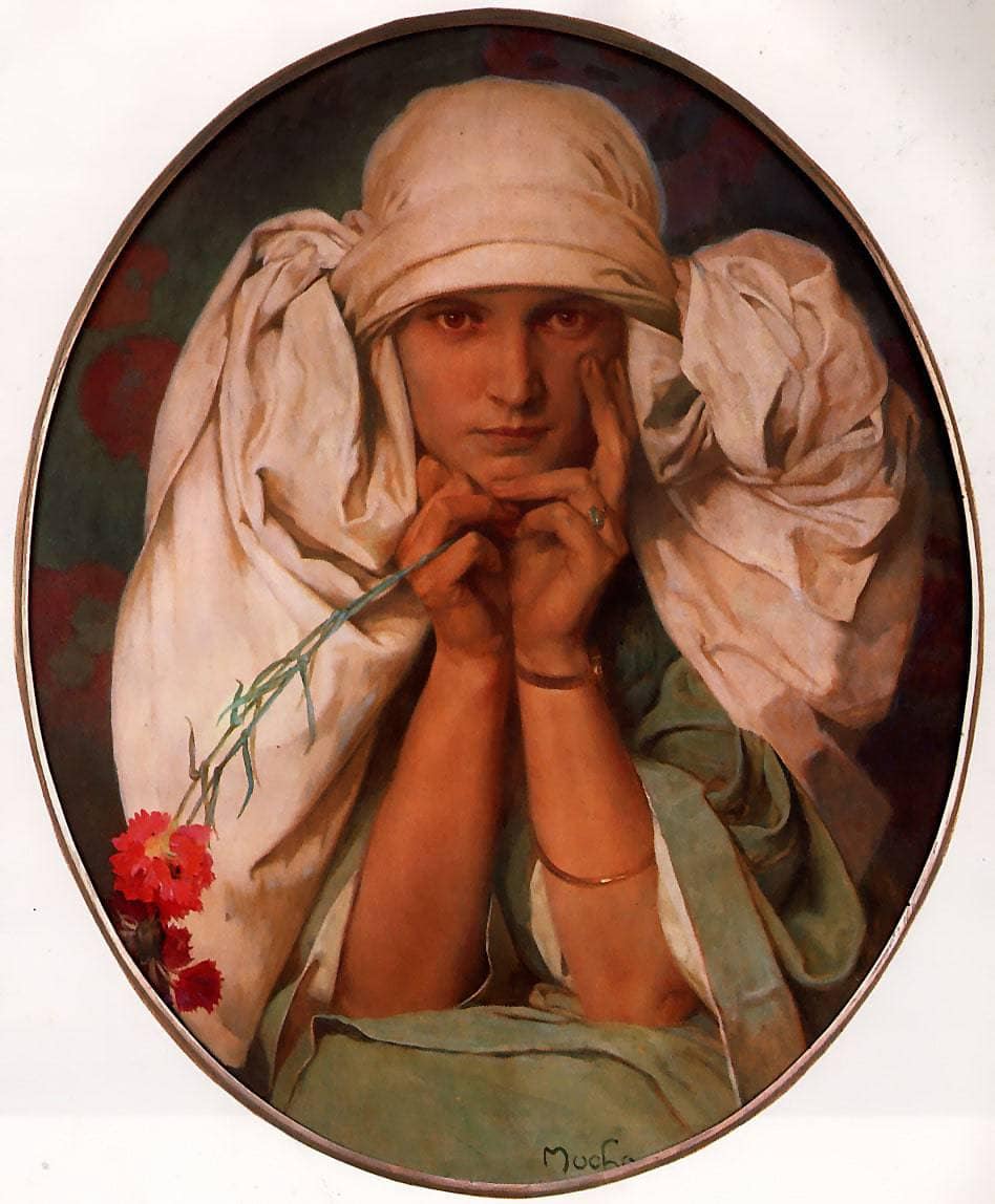 Portrait of Jiri by Alphonse Mucha — hand-painted portrait oil painting reproduction on canvas