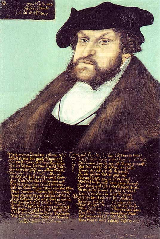 Portrait of Johann I the Steadfast, Elector of Saxony by Lucas Cranach the Elder — hand-painted portrait oil painting reproduction on canvas