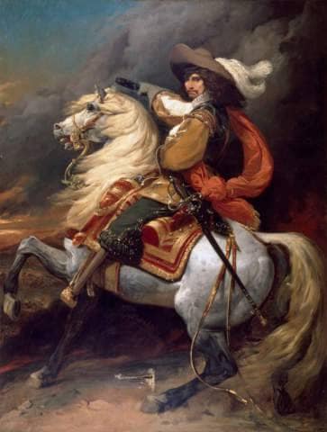 Portrait of Josias, Comte de Rantzau, Marechal de France, on horseback in home office
