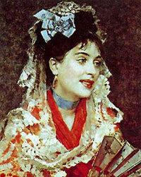 Portrait Of Lady With Fan by Raimundo de Madrazo — hand-painted portrait oil painting reproduction on canvas